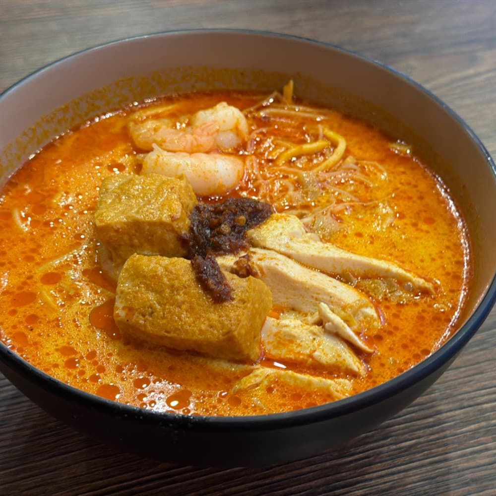 Chicken and king prawn laksa shared on LishDish